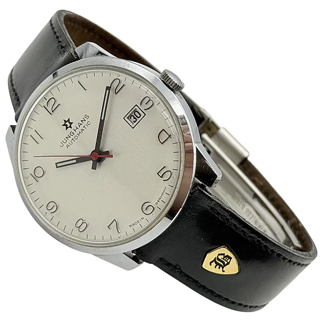 Junghans Automatic herenpolshorloge in roestvrij staal met zilveren wijzerplaat en datum, circa 1970