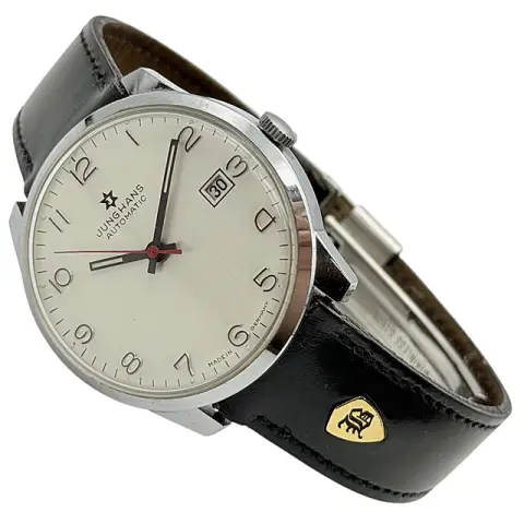 Junghans Automatic herenpolshorloge in roestvrij staal met zilveren wijzerplaat en datum, circa 1970