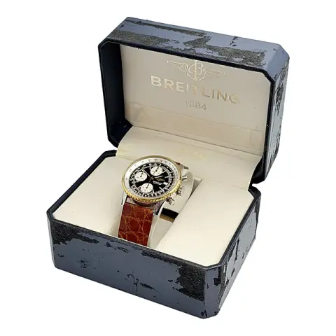 Breitling Old Navitimer pilotenchronograaf, staal en goud, rekenliniaalbezel, full set, 1992