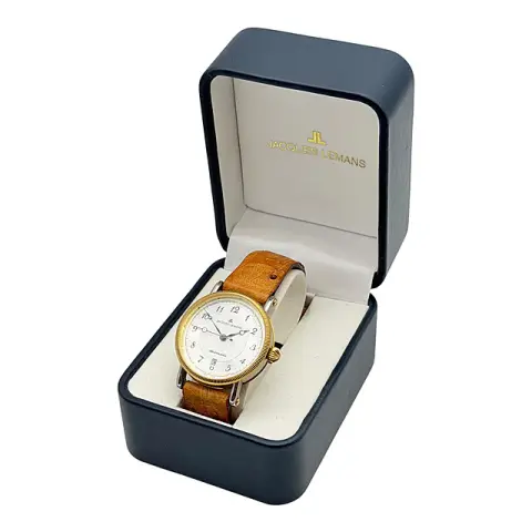 Jacques Lemans automatisch herenhorloge, bicolor, guilloché wijzerplaat en zichtbodem, 2001