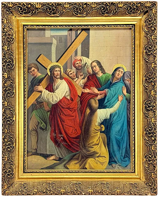 Kreuztragung Christi im Stil der Nazarener, Prunkrahmen