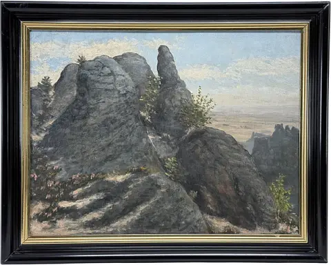 Toegeschreven aan Wilhelm Nabert, "Harzlandschaft beim Regenstein", rotslandschap in de Harz, 2e helft 19e eeuw