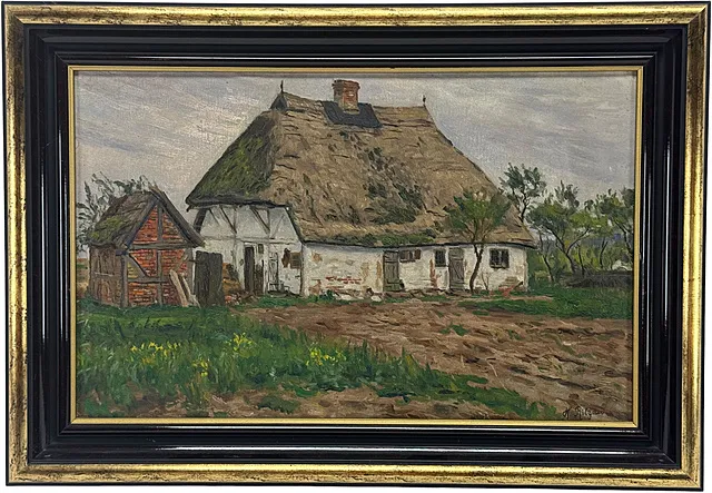 Hermann Ritzau, hus i Nordtyskland, stråtagshytte ved Sandweg, Düsseldorfer Schule