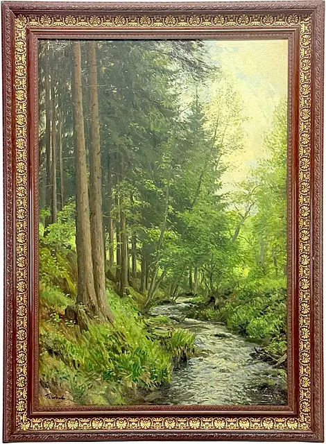 Richard Thierbach, Harzlandschap bij Stolberg, de Lude in het Ludegrund met sparren, gedateerd 1921