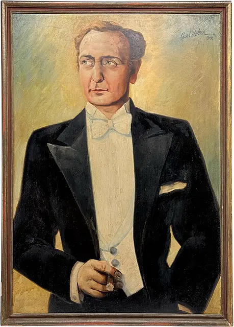 Carl Weber, portrait de Hans Albers en frac avec cigare, comme dans le film « F.P.1 antwortet nicht », 1934