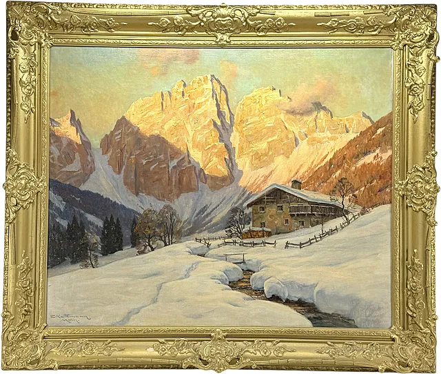 Erwin Kettemann, Zimní večer u Cortiny v Dolomitech s Monte Pomagagnon