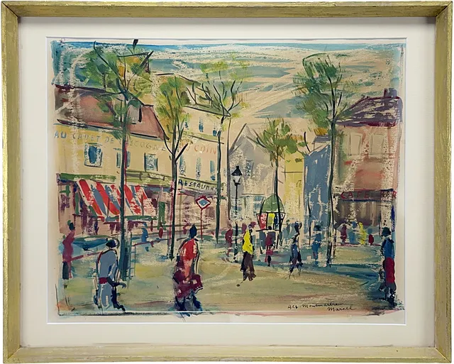Marcel, scène de rue parisienne place du Tertre à Montmartre, France, 20e s.
