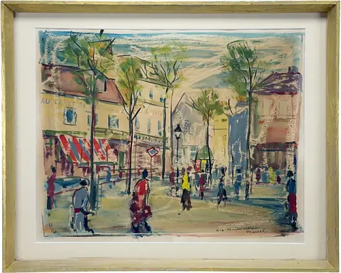 Marcel, scène de rue parisienne place du Tertre à Montmartre, France, 20e s.