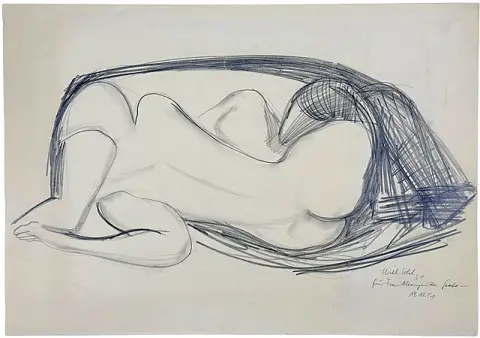 Will Sohl, Deux figures en nu, crayon sur papier, daté 1951