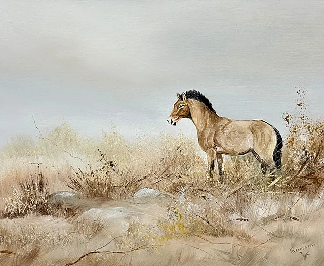 Reimann, Przewalskipaard in de steppe, Mongools wild paard