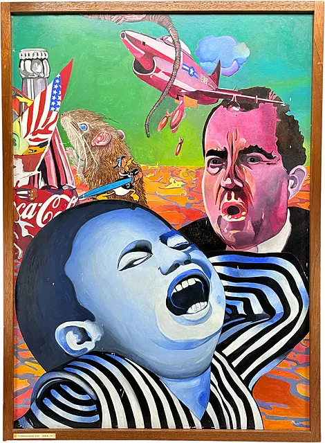 Günter Deeken, Enfant vietnamien avec Richard Nixon, pop-art contre la guerre du Vietnam, 1974