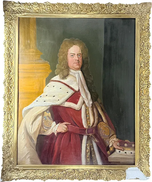 Portrait probablement d'Edward Harley, 2e comte d'Oxford, manteau d'hermine et couronne, probablement 2e moitié du 20e s.