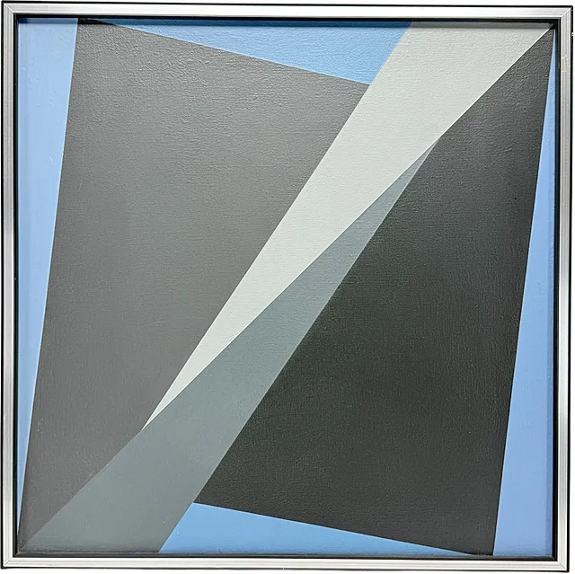Prof. Helmut Sundhaußen, Composition géométrique sur fond bleu, art concret, 1977