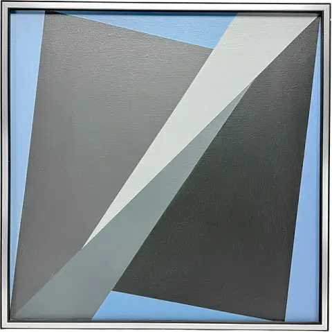 Prof. Helmut Sundhaußen, Composition géométrique sur fond bleu, art concret, 1977
