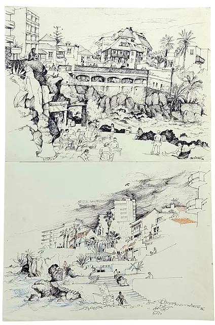 Martin Wirth, Dva prizora Tenerifa, Puerto de la Cruz i šetnica uz obalu, Kanarski otoci, 1992