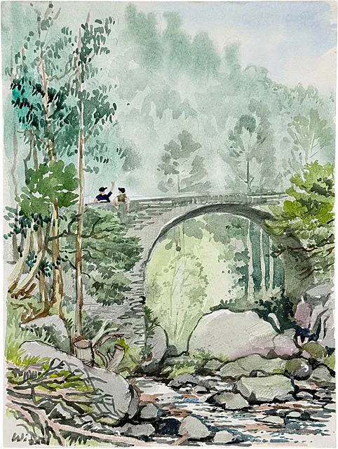 Martin Wirth, Madère, « Brücke bei Monte », pont en pierre au-dessus d'un lit de torrent rocheux à Funchal, 2000