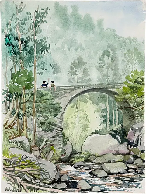 Martin Wirth, Madère, « Brücke bei Monte », pont en pierre au-dessus d'un lit de torrent rocheux à Funchal, 2000