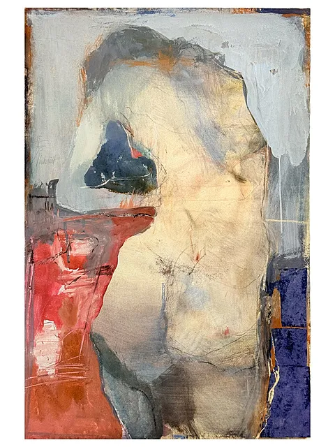 Eberhard Hückstädt, Devant le miroir, technique mixte avec certificat, nu féminin 1995