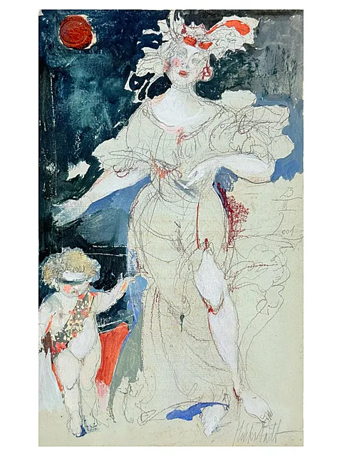 Eberhard Hückstädt, Fortuna, technique mixte sur papier avec certificat de galerie, 2001