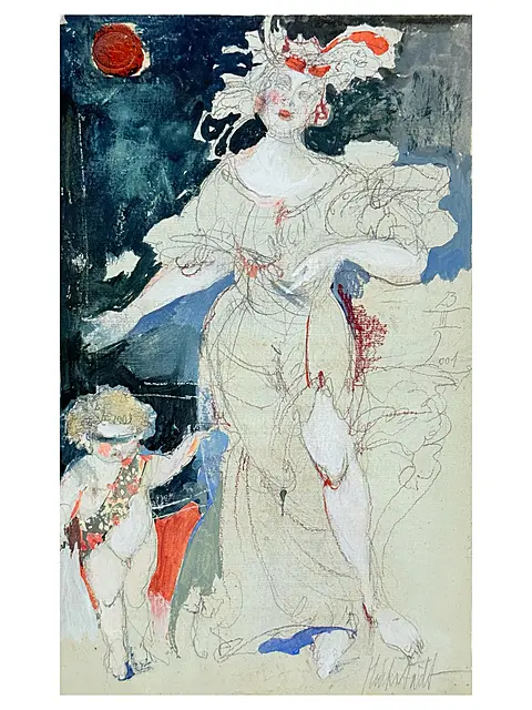 Eberhard Hückstädt, Fortuna, technique mixte sur papier avec certificat de galerie, 2001