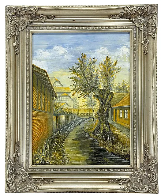 Dietrich Genau, bief du moulin à Hoym avec vue sur le château, vue locale d'Anhalt