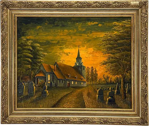 Dietrich Genau, église Sankt Johannis à Hoym, cimetière au crépuscule, Anhalt, 2010