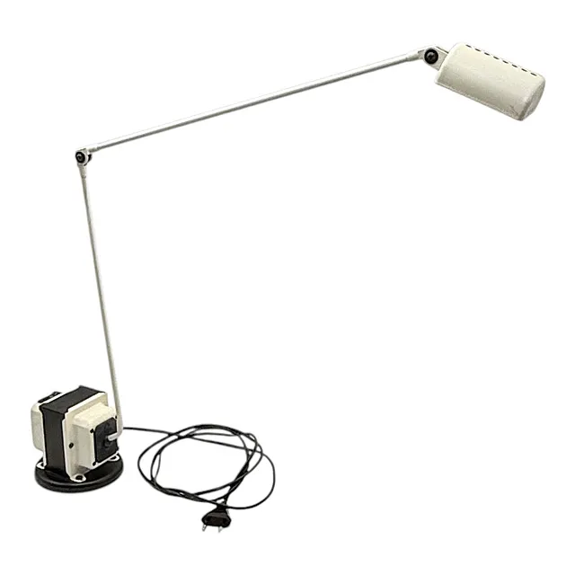 Lumina „Daphine“, stolní lampa od Tommaso Cimini, kov a plast, bílá a černá, Itálie