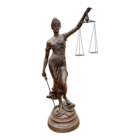 Justitia d'après Clément Léopold Steiner, grande bronze patiné, fin du 20e s.
