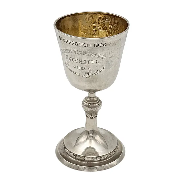 Coupe de tir Bruckmann & Söhne, argent 800, Fête fédérale de tir de Neuchâtel 1898, aigle