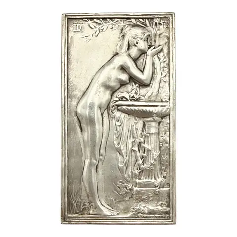 Plaquette en argent « La Source » d'après Daniel-Dupuis, Monnaie de Paris, Art nouveau