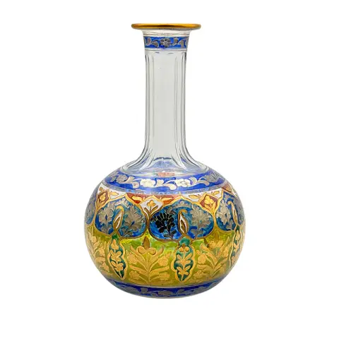 Fritz Heckert, vase avec décor Jodhpur, Petersdorf, peinture émaillée orientaliste, vers 1900