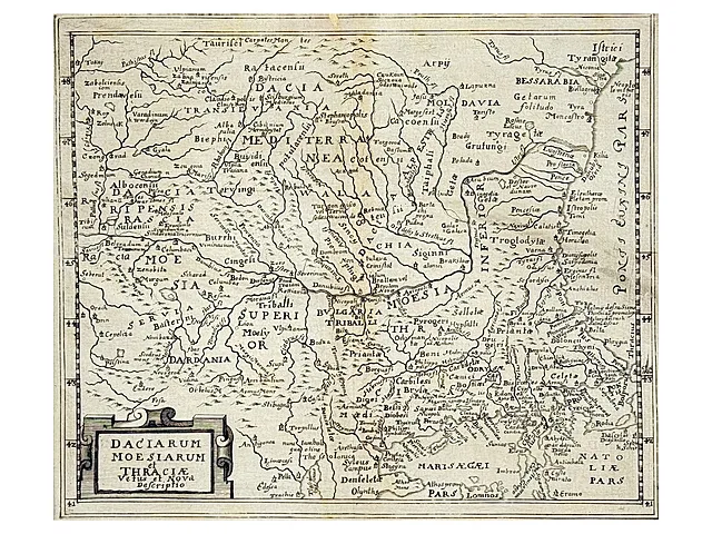 Philipp Clüver, Daciarum Moesiarum et Thraciae, kobberstikk-kart over Balkan og Donauområdet