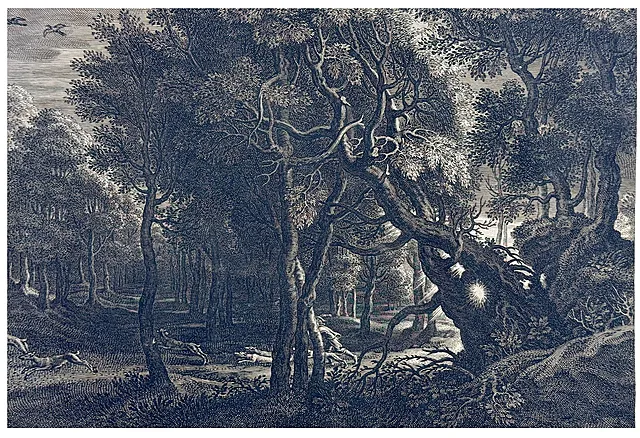 Schelte a Bolswert d'après Peter Paul Rubens, paysage avec chasse au cerf, Anvers vers 1640