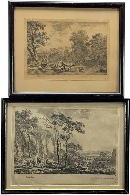 Dancker Danckerts за Nicolaes Berchem, два пасторальні пейзажі з худобою та вершниками, Амстердам