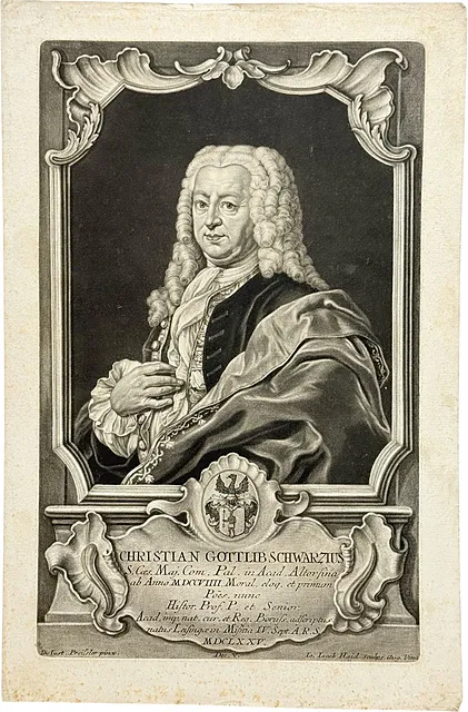 Johann Jacob Haid d'après Johann Justin Preisler, portrait de Christian Gottlieb Schwarz, 1746