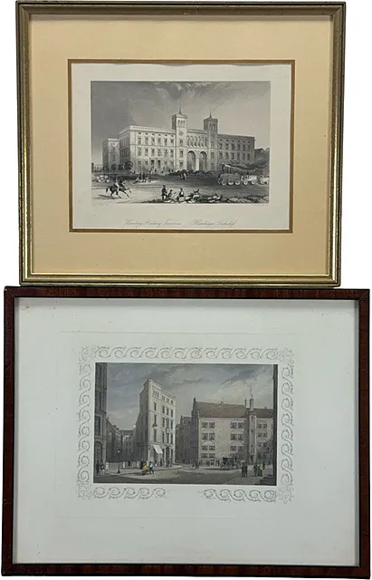 Vues de Berlin et Hambourg, Thomas Heawood « Hamburger Bahnhof », scène de rue devant l'hôtel, 19e s.