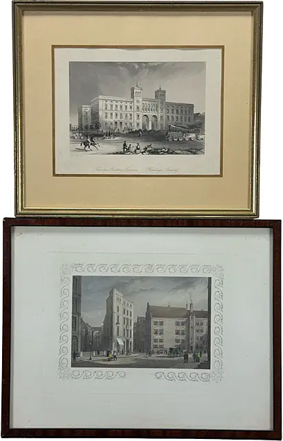 Vues de Berlin et Hambourg, Thomas Heawood « Hamburger Bahnhof », scène de rue devant l'hôtel, 19e s.