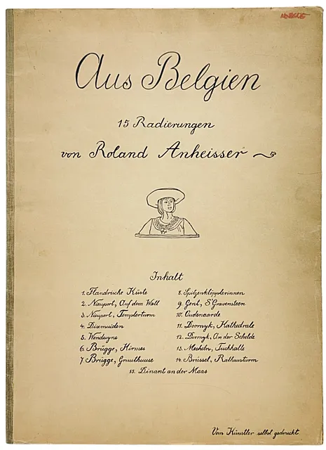 Roland Anheisser, „Iz Belgije“, mapa s 12 bakropisa, prizori Brugesa, Genta i Nieuporta