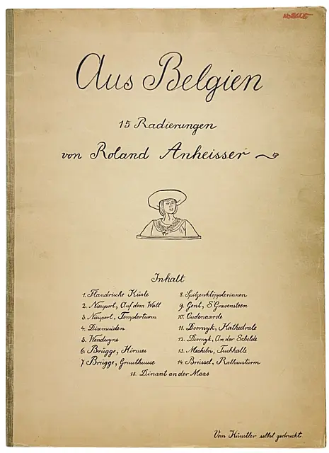 Roland Anheisser, « De Belgique », portfolio de 12 eaux-fortes, vues de Bruges, Gand et Nieuport