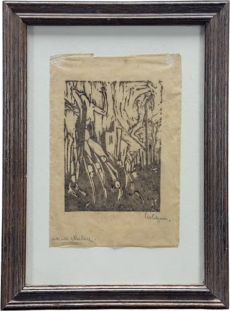 Leo Tilgner, composition abstraite avec bâtiment, expressionnisme, probablement années 1920