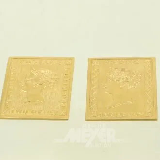 2 Briefmarkengedenkprägungen in Gold