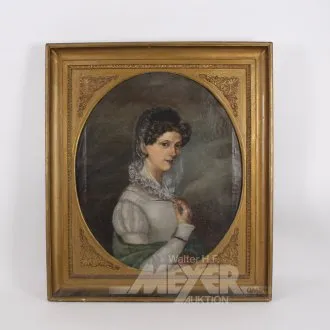 Gemälde "Dame mit dunkl. Locken und Schleierhaube "