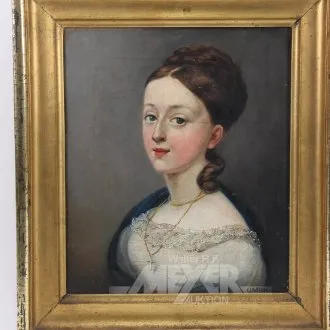 Gemälde "Biedermeier-Damenportrait", 19. Jh.