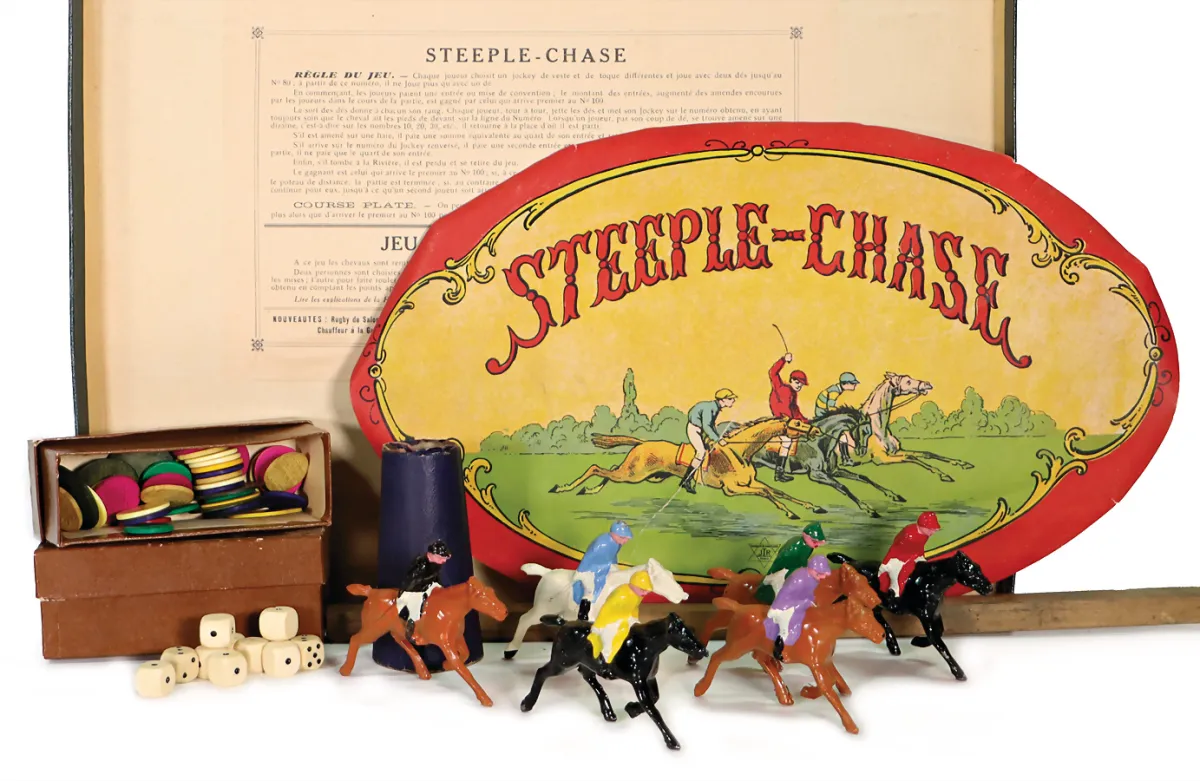 STEEPLE-CHASE – Dostihová hra s 6 cínovými jezdci