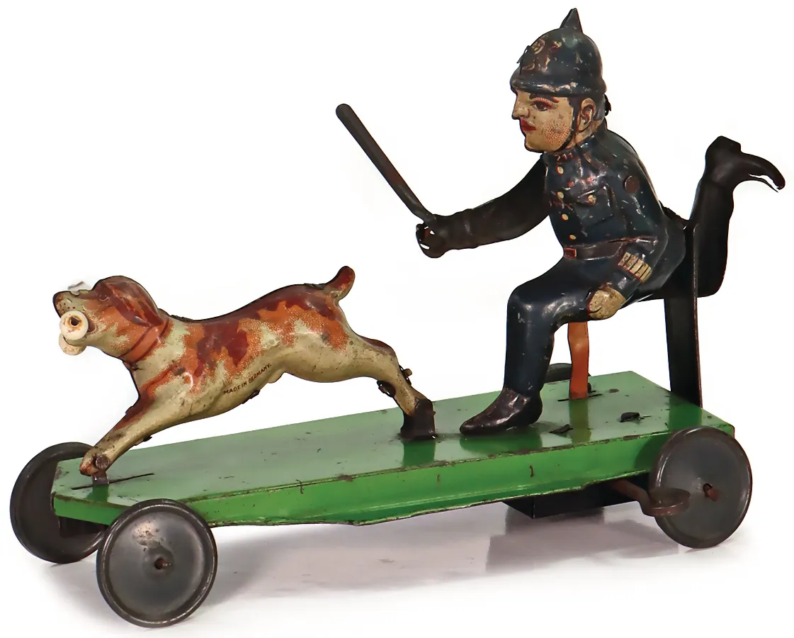 Policier, chassant un chien