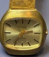vintage mechan. Armbanduhr "Fricoma", Werk läuft, altes Lederband, wohl 60-er Jahre