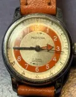 vintage mechan. DAU "Prätina" Lederband, Werk läuft