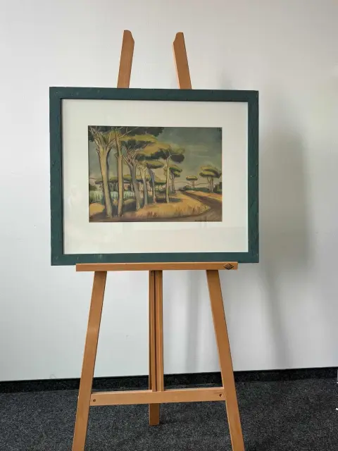 1 billede kunstner Albert Heinzinger - Sydligt landskab - Akvarel