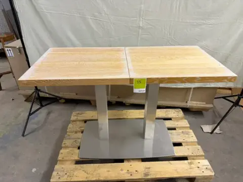 Tafel houten blad met voetframe