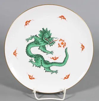 Piatto MEISSEN, drago Ming verde.